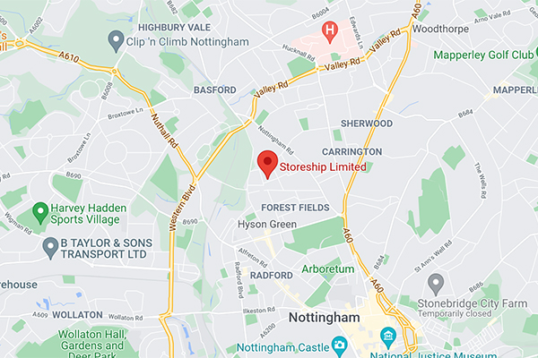 Storeship Nottingham map