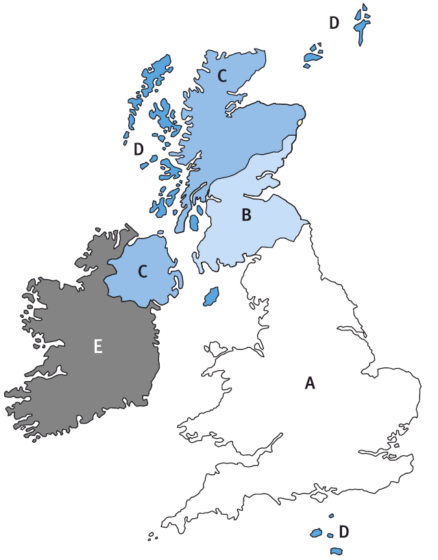 Uk Mail delivery zones map